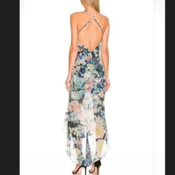 SAU LEE Frieda Dress Size 4 Floral Ruched Flowing Wedding Guest - Picture 2 of 7